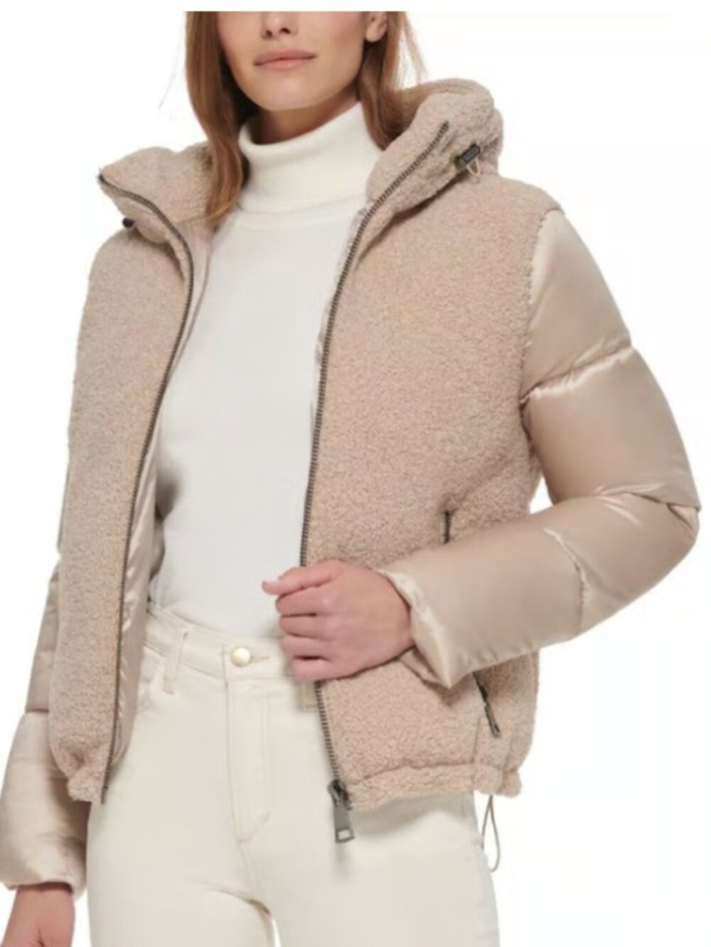 Calvin Klein Hooded Mixed-Media Puffer Coat XL